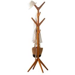 HXGL-Hanger Solid Wood Coat Rack Natural Solid Wood Bedroom Hanger Simple Modern Floor Hanger Clothes Rack (Color : Honey Color)