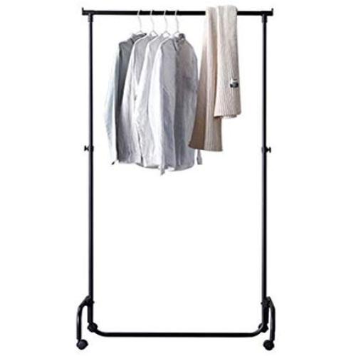 YMJ Iron Coat Rack Black Floor Hanger Simple Bedroom Mobile Clothes Rack Modern Minimalist Single Pole Floor Hanger Coat Racks