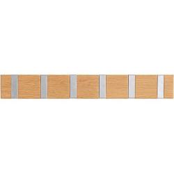 WD Oak Wood Wall-Mounted Coat Hook, Iron Wall Hooks Clothes Hanger Organizer for Bedroom Foyer 50x7x2cm