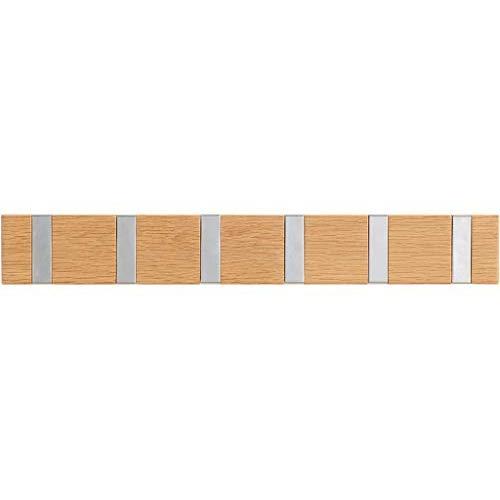 WD Oak Wood Wall-Mounted Coat Hook, Iron Wall Hooks Clothes Hanger Organizer for Bedroom Foyer 50x7x2cm