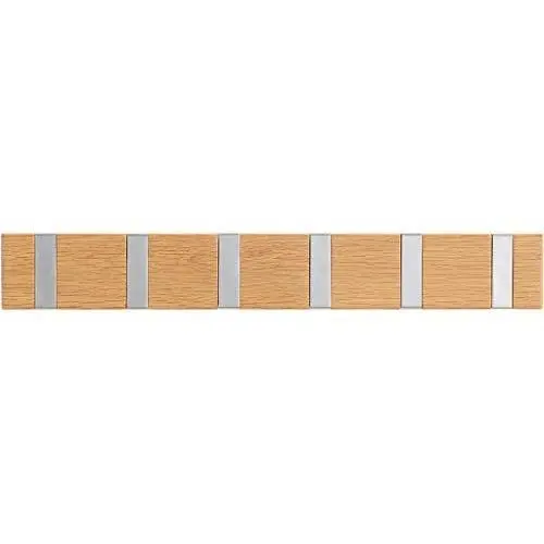 WD Oak Wood Wall-Mounted Coat Hook, Iron Wall Hooks Clothes Hanger Organizer for Bedroom Foyer 50x7x2cm