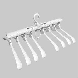 Uigerl in 1 Multifunctional Clothes Hanger 360°Rotating Shoulder Antiskid Dry and Wet Dual-use Folding Hanger (White)