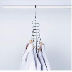 5PC Multi Holes Wardrobe Organizer Home Rotatable Hook Closet Storage Rack S Shape Space Save Iron Clothes Hanger Decoration Laundry Practical