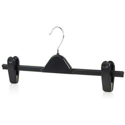 HANGERWORLD 5 Black 16inch Plastic Coat Clothes Garment Pants Skirt Hangers Adjustable Clips