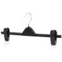HANGERWORLD 5 Black 16inch Plastic Coat Clothes Garment Pants Skirt Hangers Adjustable Clips