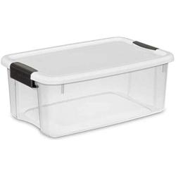 STERILITE 18 Quart Ultra Latch Storage Boxes with White Lid & Clear Base,18 Pack