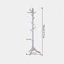Vlush Free Standing Rack, 8 Hooks Wooden Hanger Holder Enterway Hall Tree with Solid Rubber Wood Base for Coat, Hat, Clothes, Scarves, Handbags, Umbrella-White
