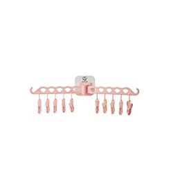 ETbotu Bathrooms Hanger Rack Clothespin Portable Multifunctional Hanging Drying Rack for Home Kitchen Travel Storage Pink 4816.81.5cm