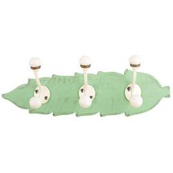 Indianshelf Handmade 1 Artistic Vintage Green Wooden Double Loop Coat Hooks Hangers/Key Holder Wall Mount