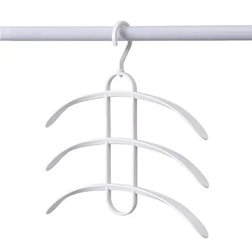 Beauty-inside Multilayer Fish Bone Shape Stainless Steel Clothing Storage Racks Clothes Hanger Storage Holder Wardrobe Laundry Drying Rack,Plastic White
