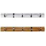 Spiretro Set of 2 Wall Mount 22 inch Flip Bamboo Coat Rack, 5 Retractable Metal Hooks Organize Hang Cloths Hat Scarfs Purses for Entryway Foyers Hallways Bedrooms Bathroom Office, Beige White Nickel