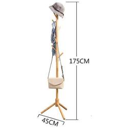 LYHOME Coat Rack Solid Wood Coat Rack Wooden Hanger Floor Bedroom Clothes Rack Hanger Fashion Children Hanger Save Space (Color : Wood Color)