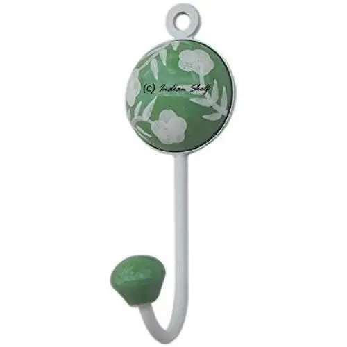 Indianshelf Handmade 1 Artistic Vintage Green Ceramic Flower Leaf Key Hooks Hangers/Wall Hooks Decorative Indianshelf Handmade 1 Artistic Vintage Green Ceramic Flower Leaf Key Hooks Hangers/Wall Hooks Decorative