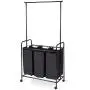 SHAREWIN Rolling Laundry Sorter Cart, Hanging Bar Laundry Hamper 3 Section Heavy-Duty with Wheels SHAREWIN Rolling Laundry Sorter Cart, Hanging Bar Laundry Hamper 3 Section Heavy-Duty with Wheels