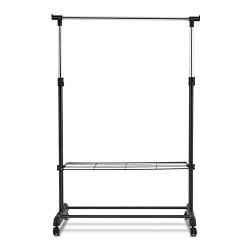 Shelf Folding Storage Laundry Drying Closet Holder Rack Stick Hanger Rolling Clothes