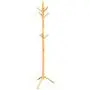 Solid Wood Coat Rack, Lacquered Pine Wooden Hat and Coat Stand with 9 Hooks - Entryway Hall Stand & Free Standing Clothes Tree for Coat Hat Scarves Umbrella Cap Suit and Handbags (Natural wood)