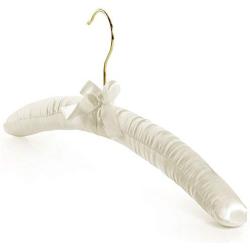 HANGERWORLD Pale Ivory 17inch Satin Padded Top Coat Clothes Wedding Garment Dress Hanger