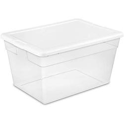 Sterilite 16598008 56 Quart/53 Liter Storage Box, White Lid w/ Clear Base, 8-Pack