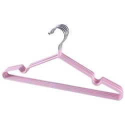 shengyuze 10Pcs Stainless Steel Hanger Clothes Antiskid Drying Rack Adult Kids Organizer Space Saving for Home Storage, Stainless Steel + Anti-Slip Coating - Light Pink