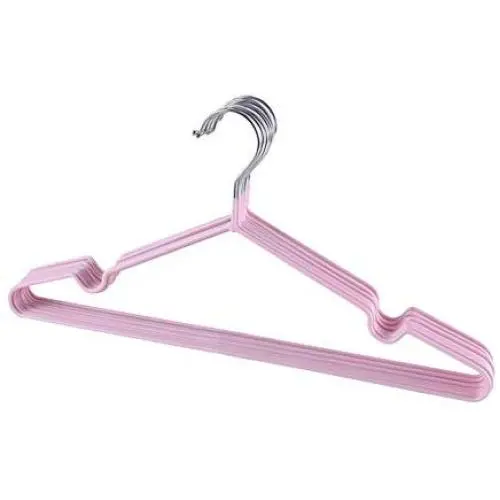 shengyuze 10Pcs Stainless Steel Hanger Clothes Antiskid Drying Rack Adult Kids Organizer Space Saving for Home Storage, Stainless Steel + Anti-Slip Coating - Light Pink