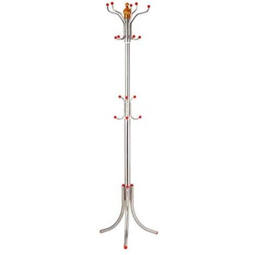 HLR-Coat Racks Free Standing Coat Rack Floor Stainless Steel Hangers Bedroom Interior Drying Clothes Rack Home Wood (Color : Silver)