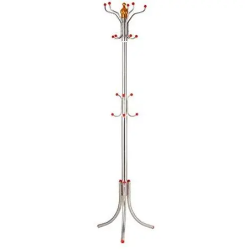 HLR-Coat Racks Free Standing Coat Rack Floor Stainless Steel Hangers Bedroom Interior Drying Clothes Rack Home Wood (Color : Silver)