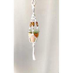 Macrame Mini Plant Hanger Car Rearview Mirror Charm