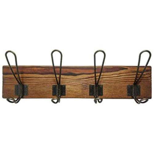 Jiji Coat Rack Nordic Wood Coat Rack Key Holder Clothes Hangers Simple Hook Wall Shelf Home Decorative Bedroom Furniture Wall Brack Hook Coat Stand (Color : Brown)