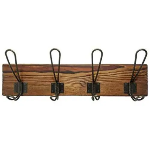 Jiji Coat Rack Nordic Wood Coat Rack Key Holder Clothes Hangers Simple Hook Wall Shelf Home Decorative Bedroom Furniture Wall Brack Hook Coat Stand (Color : Brown)