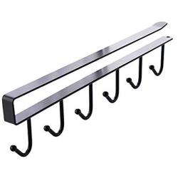 Holder Kitchen - Kitchen Storage Rack Cupboard Hanging Coffee Cup Organizer Closet Clothes Shelf Hanger Wardrobe Glass Mug Holder with 6 Hooks