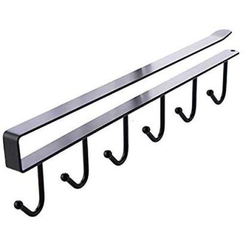 Holder Kitchen - Kitchen Storage Rack Cupboard Hanging Coffee Cup Organizer Closet Clothes Shelf Hanger Wardrobe Glass Mug Holder with 6 Hooks