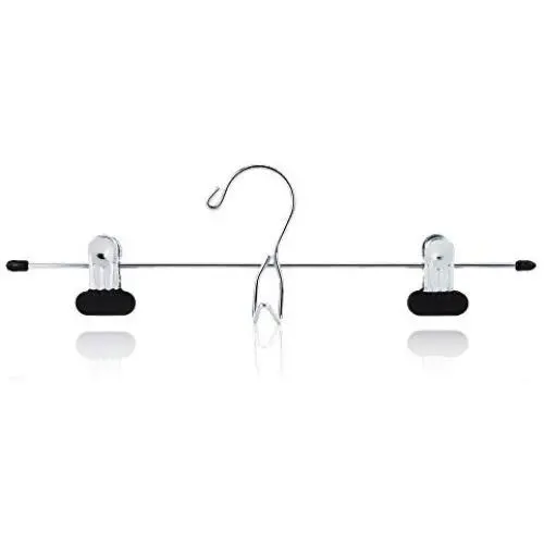 HANGERWORLD 12 Chrome 13.4inch Metal Pants Skirt Adjustable Black Non Slip Clip Coat Clothes Garment Hangers Accessory Hook HANGERWORLD 12 Chrome 13.4inch Metal Pants Skirt Adjustable Black Non Slip Clip Coat Clothes Garment Hangers Accessory Hook