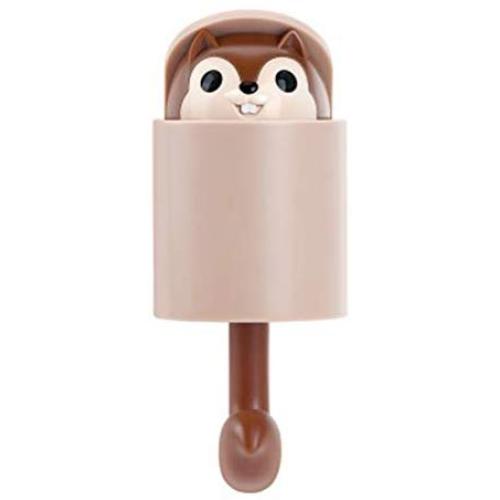 TOPBATHY Wall Mounted Hook Adorable Squirrel Hanging Hook Punch Free Adhesive Decorative Hanger for Home Bedroom Dormitory Cloth Hat Towel Holder (Coffee)