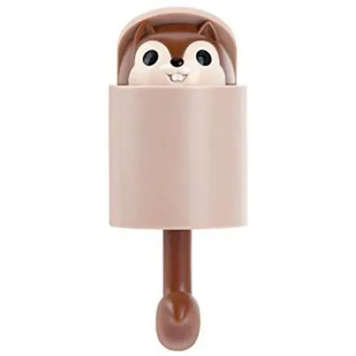 TOPBATHY Wall Mounted Hook Adorable Squirrel Hanging Hook Punch Free Adhesive Decorative Hanger for Home Bedroom Dormitory Cloth Hat Towel Holder (Coffee)