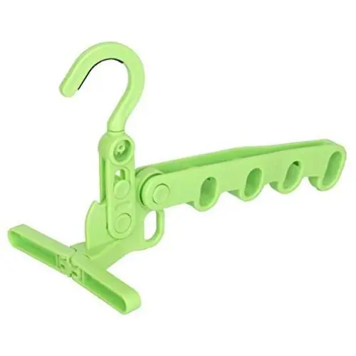 EvaroFly Multipurpose Portable Folding Hanger, Save Space Storage Clothes Hanger, Travel Camping -Green 30x18cm