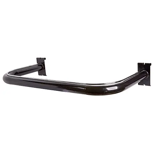 EZ-Mannequins U-Shape Gridwall Hangrails - Round Tubing with Chromed Trim - Fits All Standard Grid Panels - Use with Plastic, Wood or Metal Clothing Hangers - Black Color. EZ-Mannequins U-Shape Gridwall Hangrails - Round Tubing with Chromed Trim - Fits All Standard Grid Panels - Use with Plastic, Wood or Metal Clothing Hangers - Black Color.
