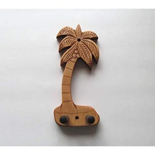 Ukulele Wall Mount Hanger, Coconut Tree, Hand Carved