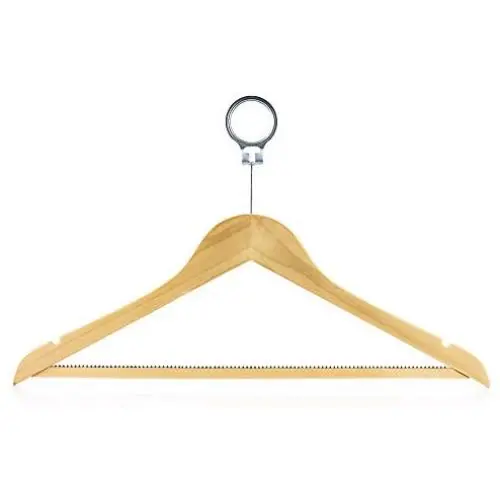 HANGERWORLD 10 Natural Wooden 17.7inch Hotel Coat Clothes Garment Non Slip Inlaid Bar Hangers Metal Security Ring HANGERWORLD 10 Natural Wooden 17.7inch Hotel Coat Clothes Garment Non Slip Inlaid Bar Hangers Metal Security Ring