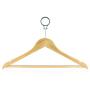 HANGERWORLD 10 Natural Wooden 17.7inch Hotel Coat Clothes Garment Non Slip Inlaid Bar Hangers Metal Security Ring
