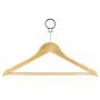 HANGERWORLD 10 Natural Wooden 17.7inch Hotel Coat Clothes Garment Non Slip Inlaid Bar Hangers Metal Security Ring