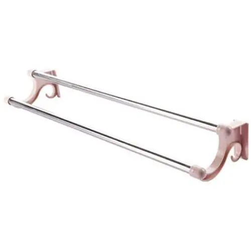 TIM-LI Bathroom Double Towel Bar with Hook, Wall Mounted No Drilling PP Shelf Organizer Cloth Hanger, Contemporary Style Towel Rack(13Inch) TIM-LI Bathroom Double Towel Bar with Hook, Wall Mounted No Drilling PP Shelf Organizer Cloth Hanger, Contemporary Style Towel Rack(13Inch)