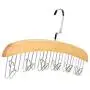 2pcs Random Color Wood Racks with Stainless Steel Scarf Hooks Tie Belt Cloth Hanger Organizer Hanging Wardrobe Closet Storage Accessories Supplies