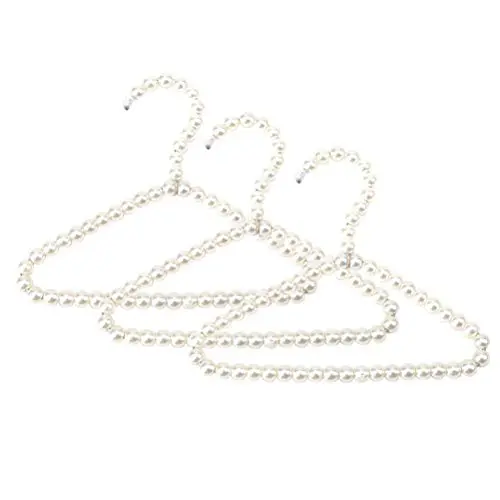 POPETPOP 3Pcs Pearl Design Dog Cat Clothes Hanger, Elegant Pet Clothes Hanger for Dog Cat Grooming Hangers, 20cm (White)