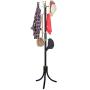 ????LUORATA Floor Standing Sturdy Metal Coat Rack Stand Entryway Hall Tree Wooden Coat Rack Hanger for Coat Jacke Hat Clothes Purse Scarves Umbrella (17.7 x 17.7 x 70.1 inches, Raisi Black Hooks)