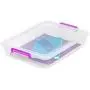 IRIS USA, Inc. MLB-360 Large Modular Latching Box-Purple Handle, 6 Pack, Clear/Violet