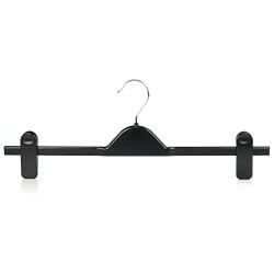 HANGERWORLD 25 Black 16inch Plastic Coat Clothes Garment Pants Skirt Hangers Adjustable Clips