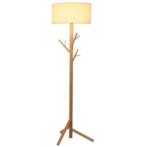 Floor Lamp, Sanguinesunny Solid Wood Tree Hanger Floor Lamp Light Fixture Indoor Bedroom for Clothes Scarves and Hats,Coat Hangers,Coat Rack,110V-220V