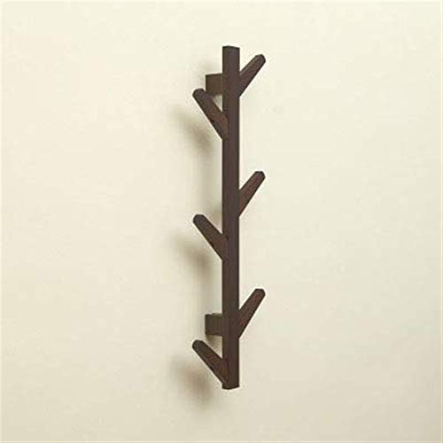 NUOCHEN Wall Hooks Bamboo Wooden Hanging Coat Rack Wall Clothes Hanger Living Room Bedroom Decoration Hanger Wall Shelves 6 Hooks (Color : Retro Color)