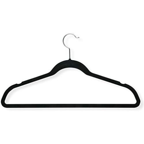 Honey-Can-Do HNG-01050 Ultra-Thin Non-Slip Velvet-Touch Hangers, Black, 20-Pack