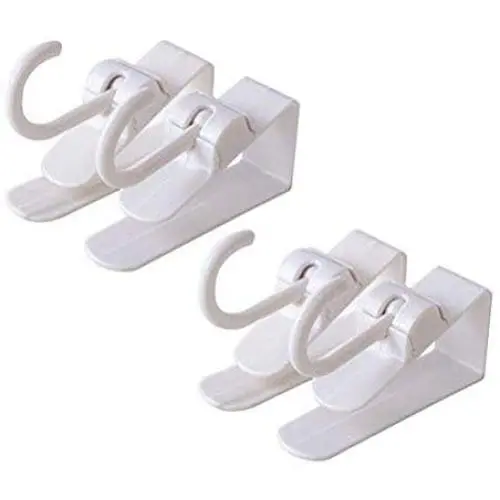 TOPBATHY 4pcs Over The Door Hook Plastic Door Hangers Door Back Hook for Clothes Hats Towels Home Office Bathroom Kitchen (White)